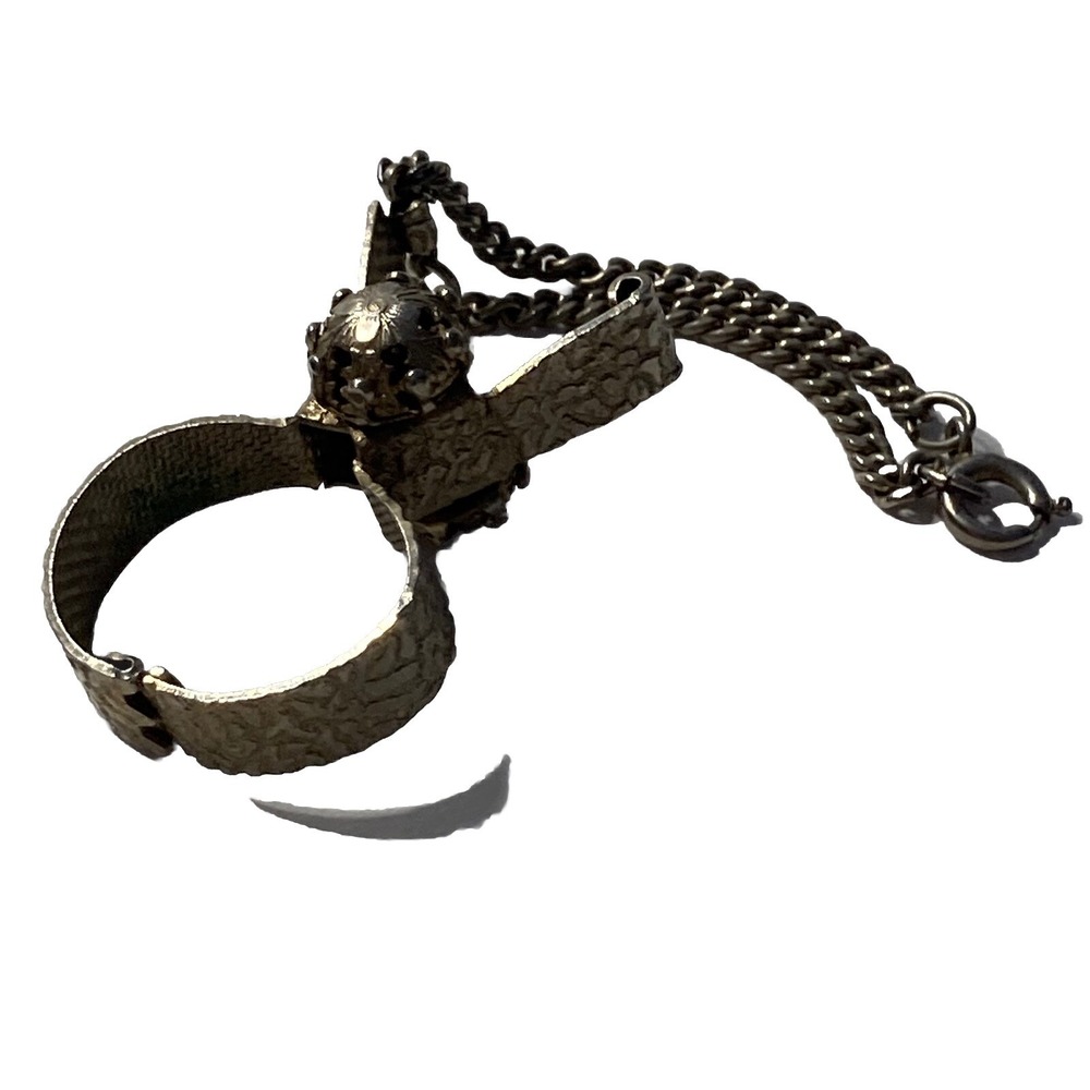 Vintage Silver Tone Glove & Scarf Clip Holder Clamp w/ Chain